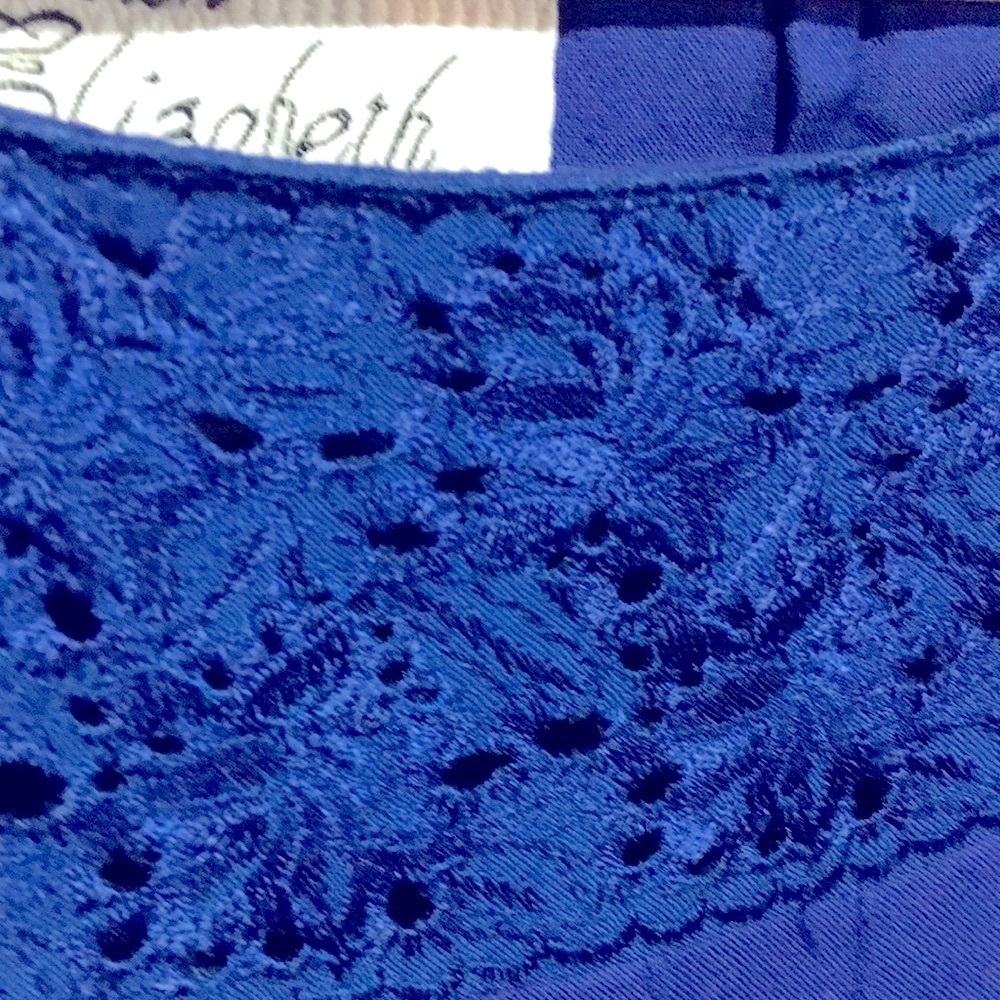 Vintage 80s Royal Blue Prairie Dress Modest Long Sleeve Size 12 Woman’s Large XL - Picture 16 of 17